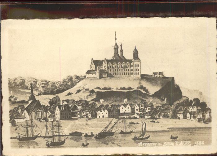 Flensburg Hafen Schloss Künstlerkarte