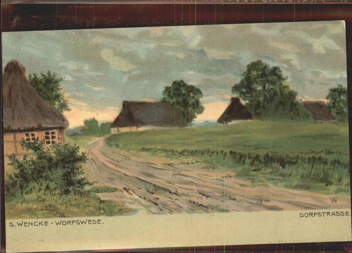 Worpswede Dorfstrasse Künstlerkarte S.Wencke