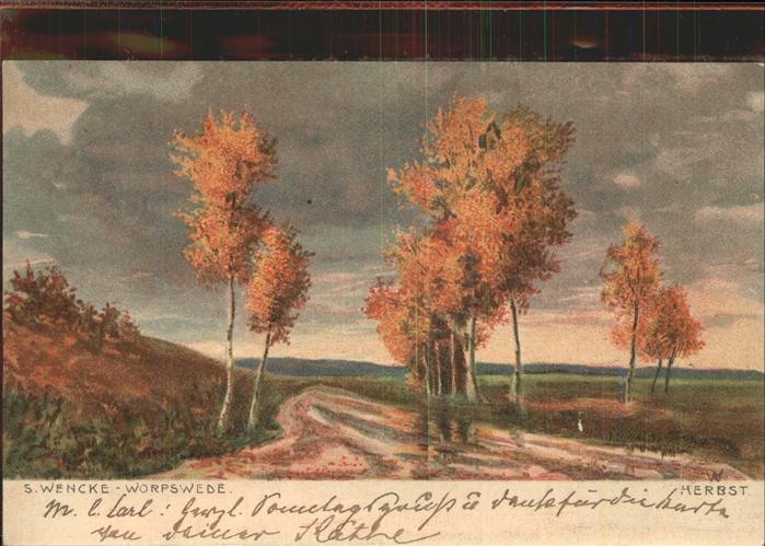 Worpswede Herbstbäume Künstlerkarte S.Wencke