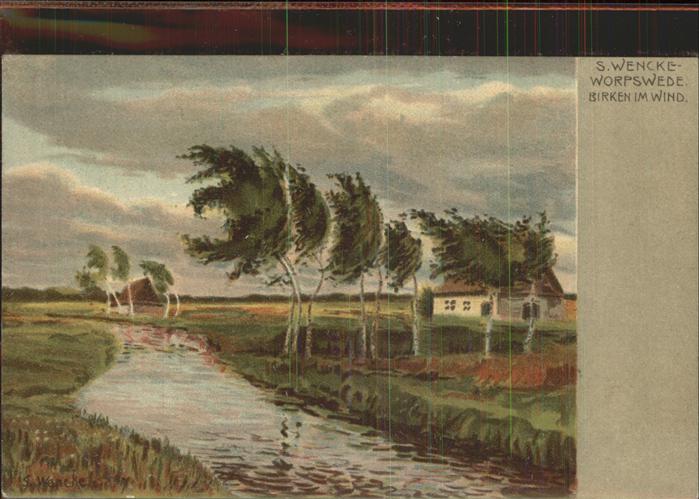 Worpswede Birken im Winde Kate Fluss Künstlerkart