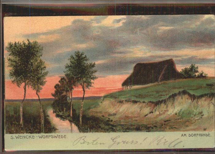 Worpswede Am Dorfrand Fluss Kate Künstlerkarte S.
