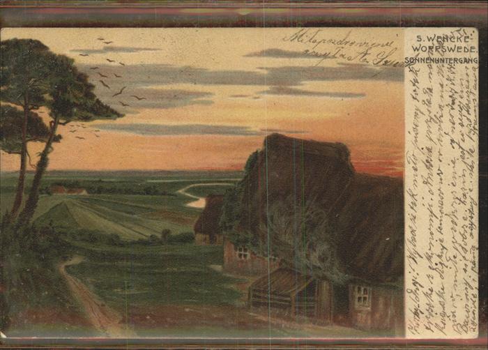 Worpswede Sonnenuntergang Katen Fluss Künstlerkar