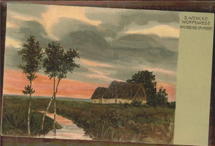 Worpswede Abend im Moor Fluss Katen Künstlerkarte