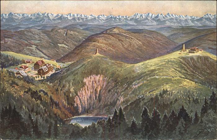 Feldberg Schwarzwald Panoramakarte mit Schweizer Alpen