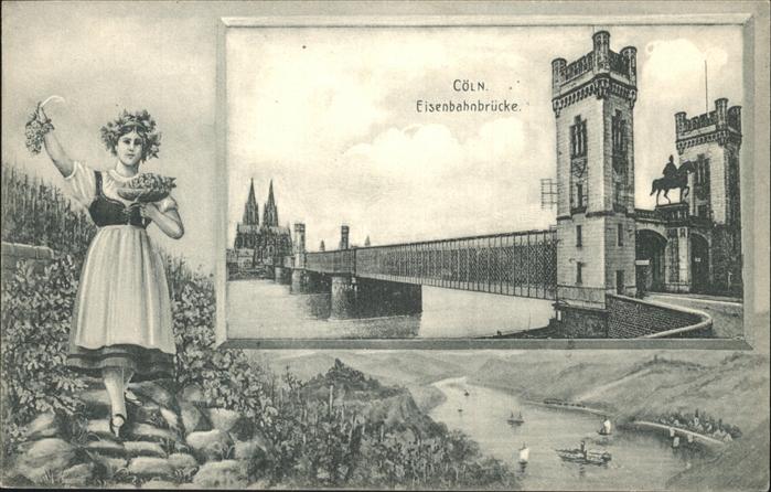Koeln Rhein Eisenbahnbrücke Dom Reiterdenkmal Weinp