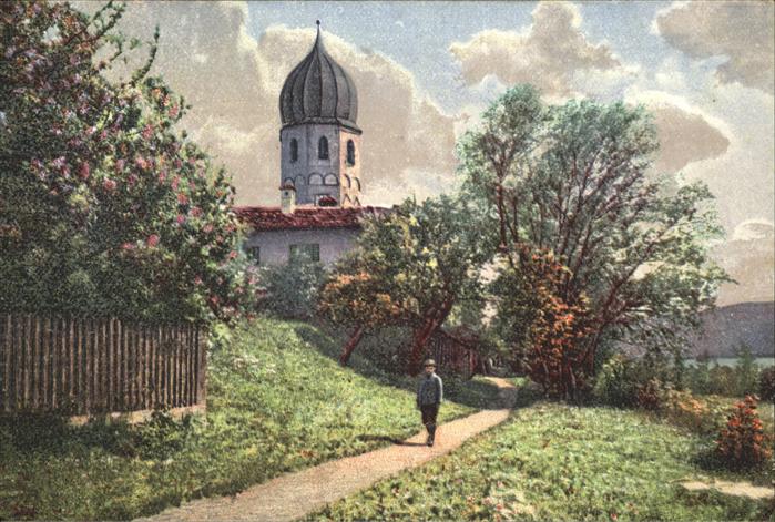 Fraueninsel Chiemsee Partie am Kloster Frauenwoerth Feldpost Kuenstlerkarte