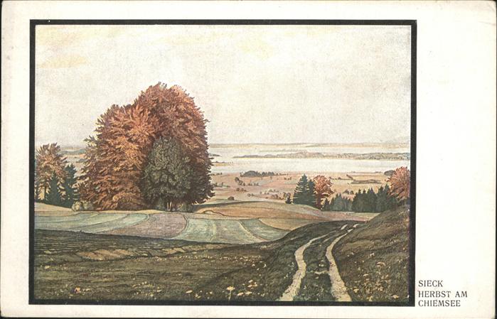 Chiemsee Bayern Herbst Stimmung Kuenstlerkarte Sieck