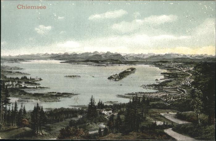 Chiemsee Bayern Panorama Fraueninsel Herreninsel Herrenchiemsee Chiemgauer Alpen