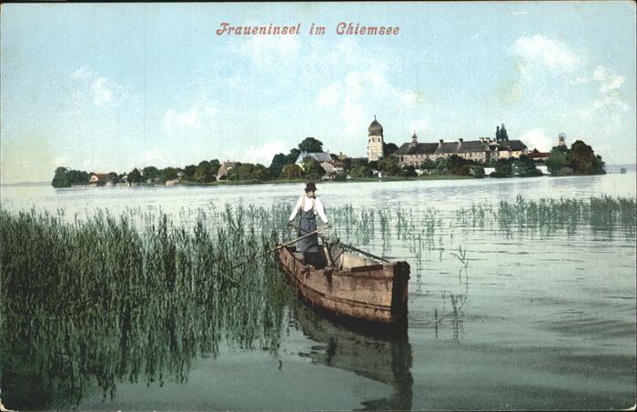 Fraueninsel Chiemsee mit Kloster Frauenwörth Boot