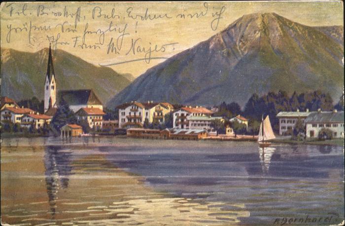 Egern Tegernsee mit Bodenschneid Kirche und Wallberg Ma