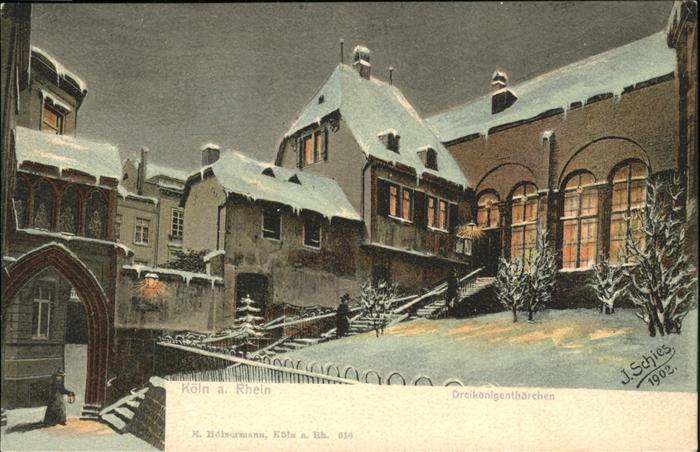 Koeln Rhein Dreikönigentörchen Künstlerkarte J. Sch