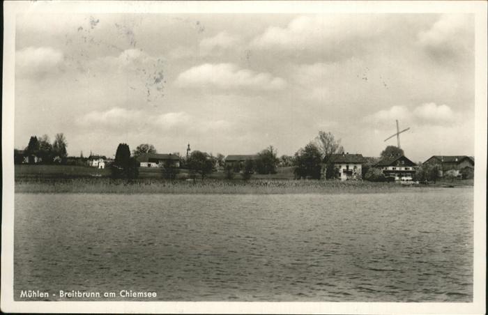 Muehlen Breitbrunn Chiemsee Teilansicht vom See