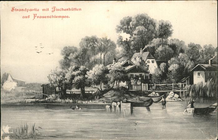 Frauenchiemsee Strandpartie Fischerhütten