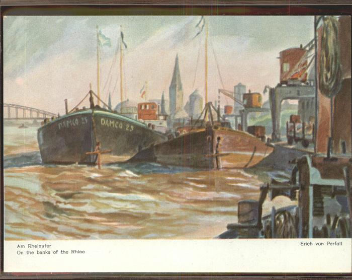 DuessELDORF  CITY Rheinufer Kuenstlerkarte Erich von Perfall