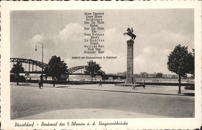 DuessELDORF  CITY Denkmal der 5. Ulanen Skagerrakbruecke
