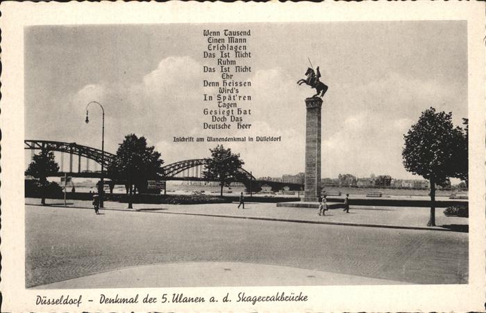 DuessELDORF  CITY Denkmal der 5. Ulanen Skagerrakbruecke