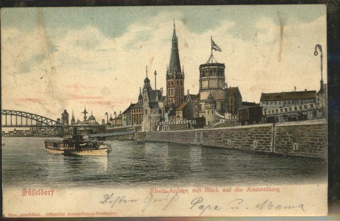 DuessELDORF  CITY Rheinanlage mit Ausstellung Dampfer