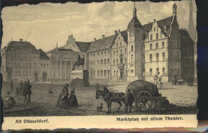 DuessELDORF  CITY Marktplatz mit altem Theater Pferdewagen