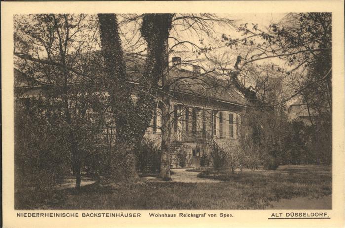 DuessELDORF  CITY Niederrheinische Backsteinhaeuser Wohnhaus Reichsgraf von Spee