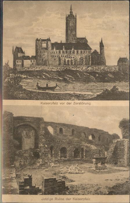 DuessELDORF  CITY Kaiserpfalz vor und nach der Zerstoerung