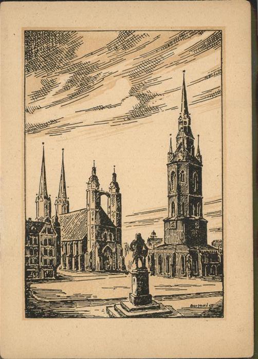 Halle Saale Marktplatz Künstlerkarte