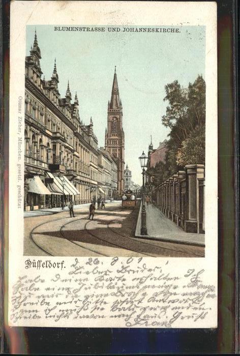 Duesseldorf Blumenstrasse und Johanneskirche Strass