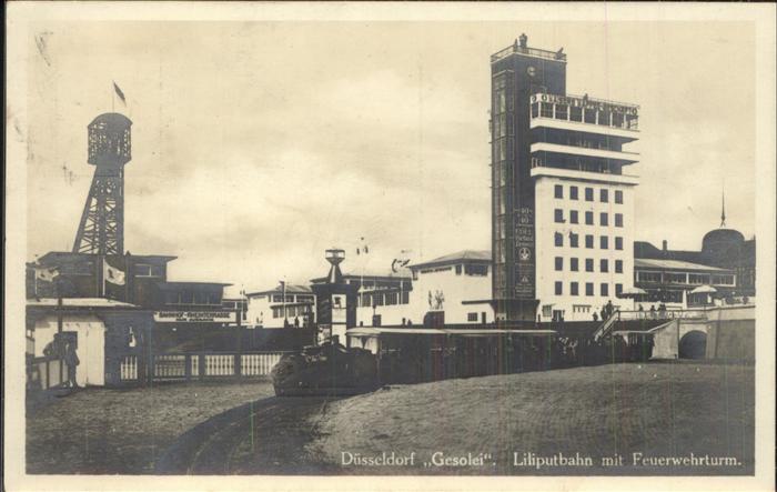 Ausstellung Gesolei Duesseldorf 1926 Liliputhbahn Feuerwehrturm