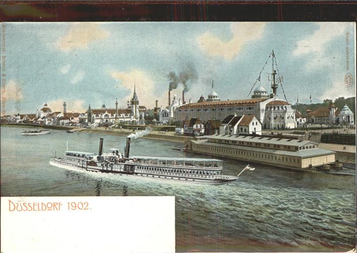 Dampfer Seitenrad Düsseldorf 1902 Ausstellung