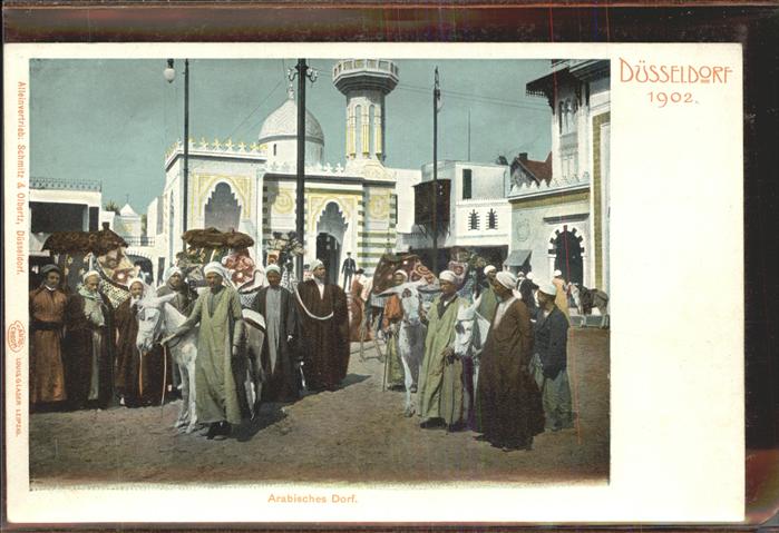 Ausstellung Industrie Gewerbe Kunst Duesseldorf 1902  Arabisches Dorf Esel