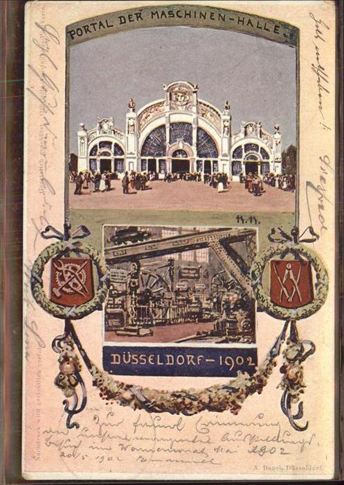 Ausstellung Industrie Gewerbe Kunst Dues Wappen Maschinen-Halle