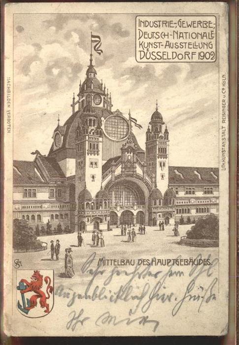 Ausstellung Industrie Gewerbe Kunst Dues Mittelbau Hauptgebäude Wappen