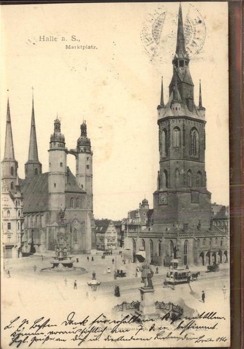 Halle Saale Marktplatz Pferdestrassenbahn Denkmal
