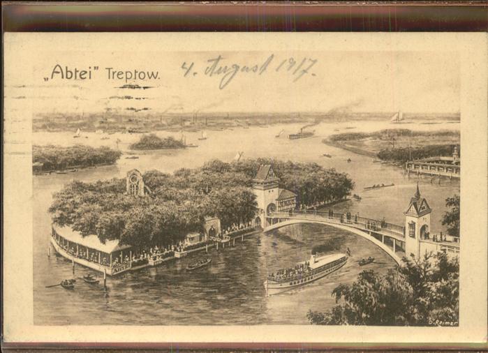 Treptow Berlin Abtei Brücke Spree Dampfer