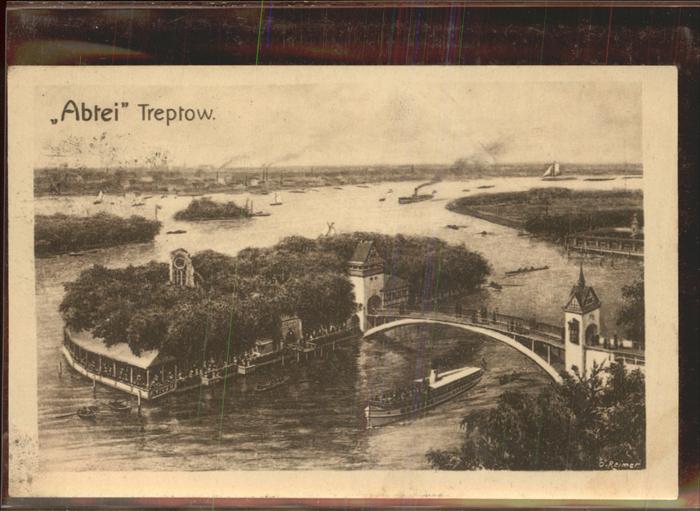 Treptow Berlin Abtei Brücke Spree Dampfer