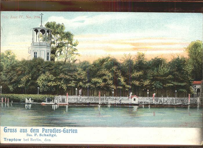 Treptow Berlin Gaststätte Paradiesgarten Spree