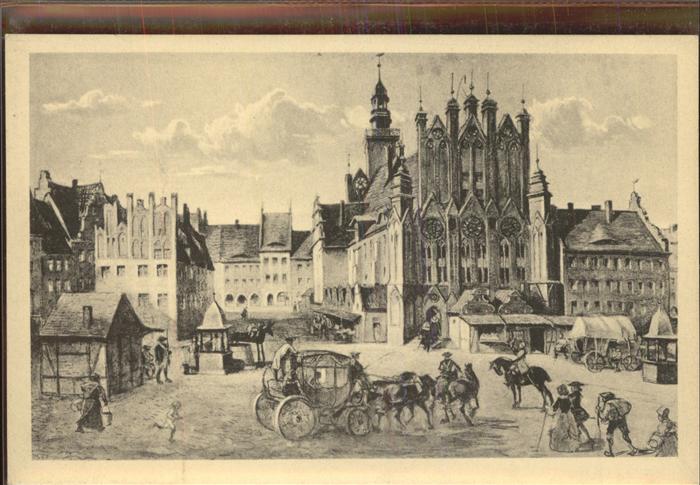 Frankfurt Oder Marktplatz um 1700 Rathaus Pferdekutsch