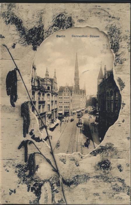BERLIN  CITY Gertraudten Strasse Kirche Strassenbahn