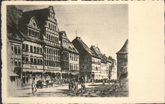 Frankfurt Oder Giebelhäuser am Markt Radierung