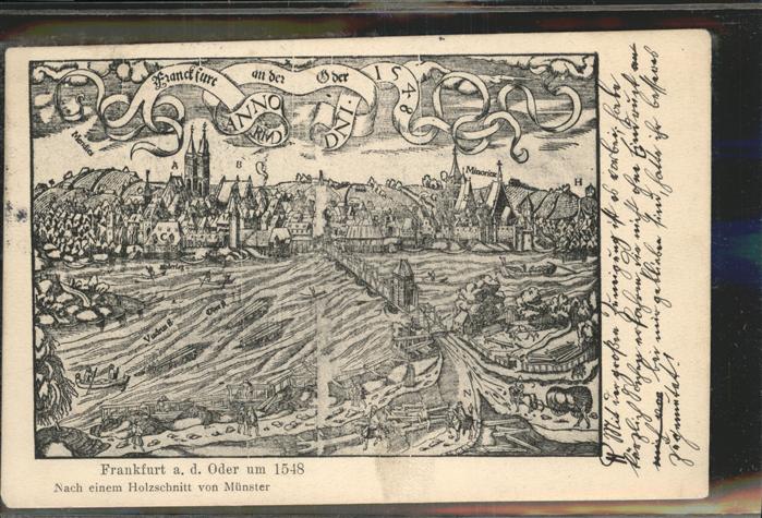 Frankfurt Oder Ansicht von 1548 Holzschnitt