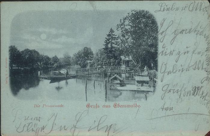 Eberswalde Promenade Boot im Mondschein