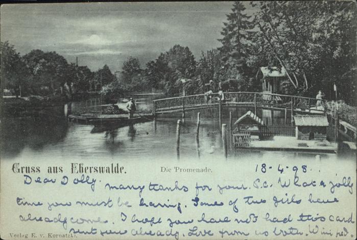 Eberswalde an der Promenade Boot Steg im Mondschei