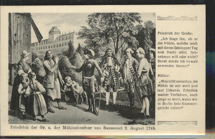 Potsdam Friedrich der Grosse Mühlenbesitzer von