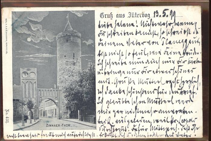 Jueterbog Brandenburg Zinnaer Tor Turm im Mondschein