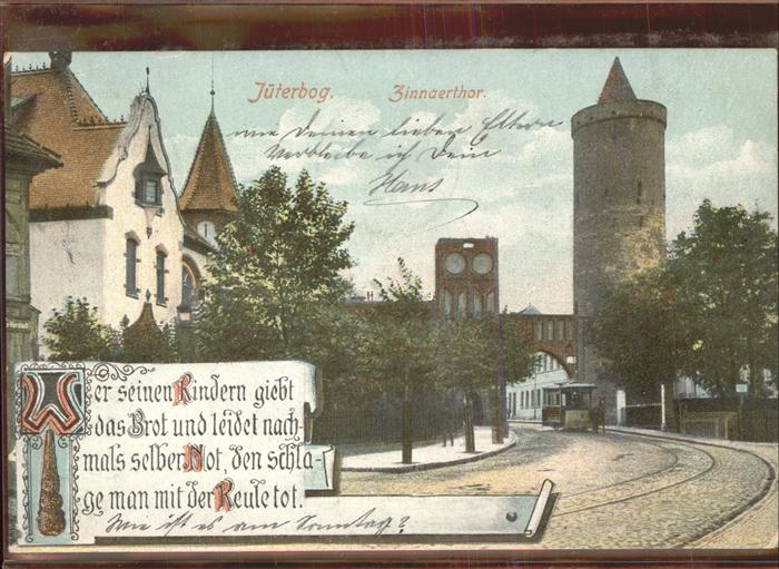 Jueterbog Brandenburg Zinnaer Tor Spruch Keule Strassenbahn