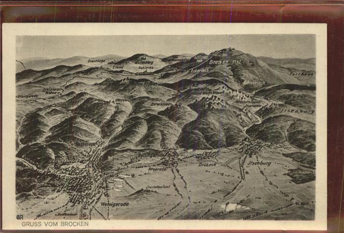 Brocken Harz Panorama Gebietskarte
