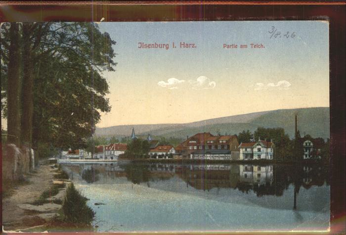 Ilsenburg Harz Teich mit Stadtblick