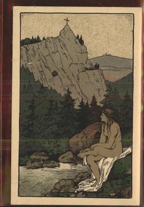 Ilsenburg Harz Prinzessin Ilse Ilsenstein mit Gipfelkreuz Illustration