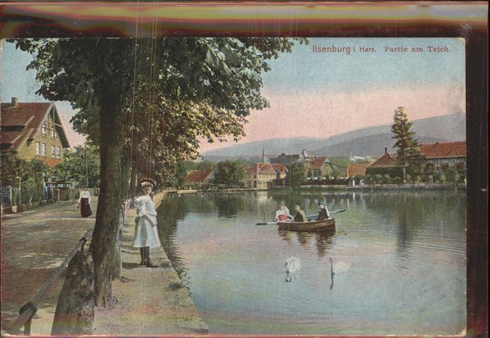 Ilsenburg Harz Teich Boot Stadtblick