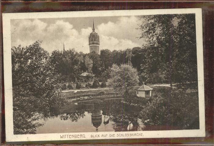 Wittenberg Lutherstadt Schlosskirche Teich