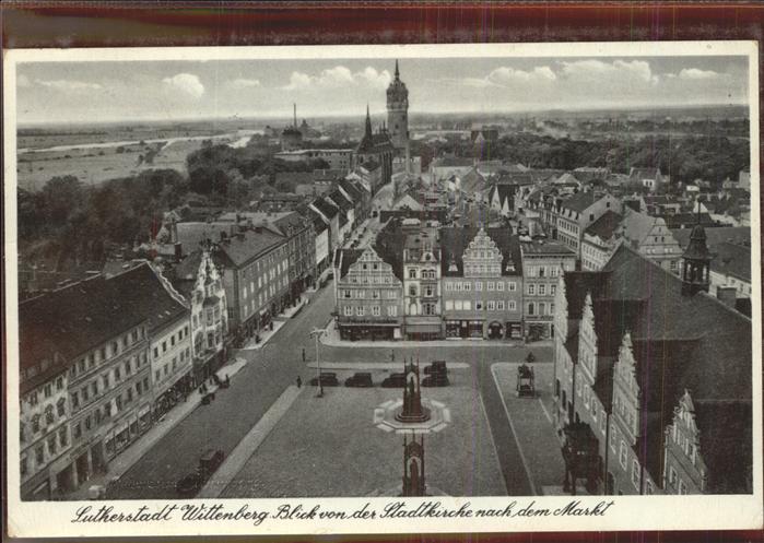 Wittenberg Lutherstadt Panorama mit Stadtkirche und Markt